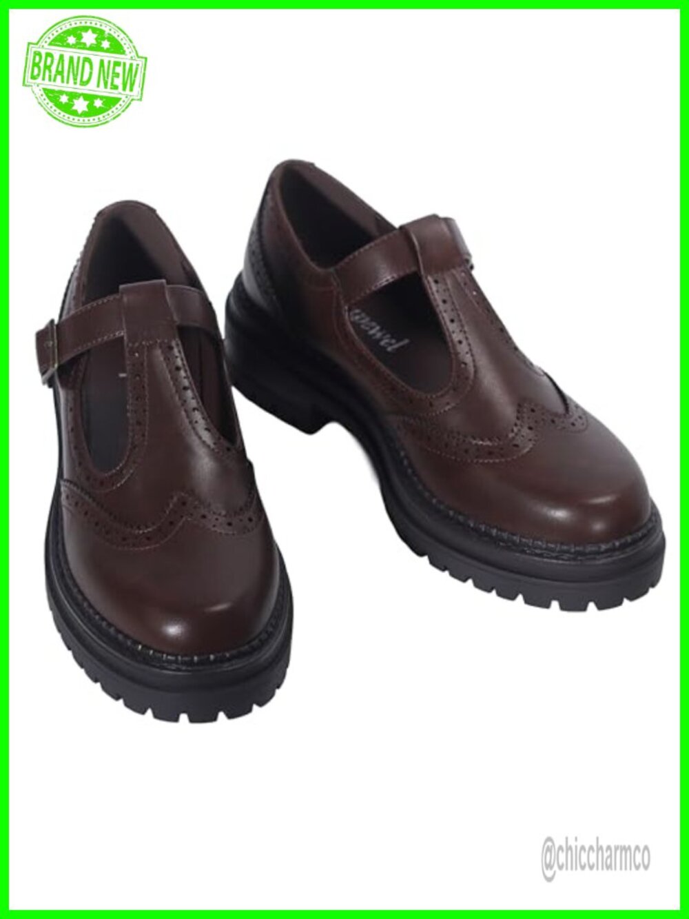 Women's T-Strap Mary Jane Flats, Round Toe Oxfords Non-Slip PU Leather Buckle - Picture 5 of 5